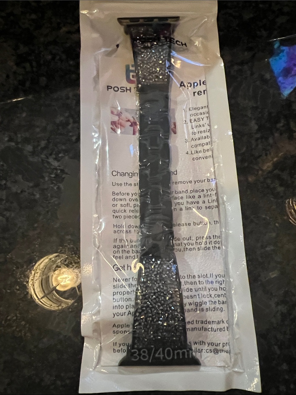 Glitter Black Replacement Watch Band for Apple Watch